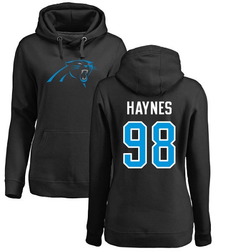 Carolina Panthers Black Women Marquis Haynes Name and Number Logo NFL Football #98 Pullover Hoodie Sweatshirts